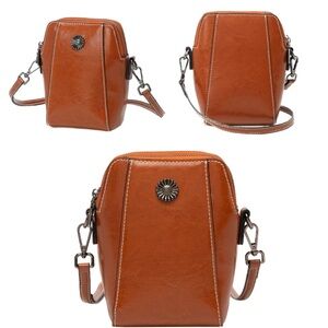 Elegant Brown Leather Crossbody Bag